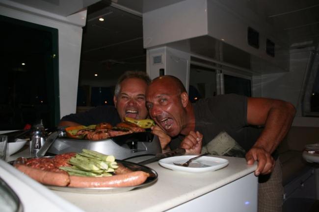 BBQ time on catamaran!